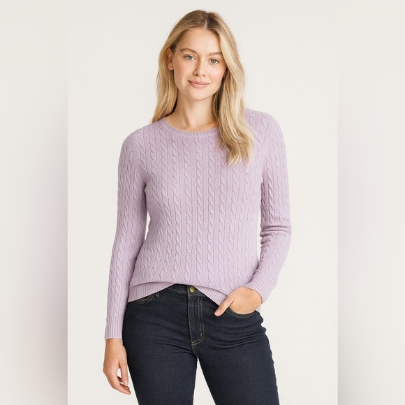 Two Bees by Whitney Tremaine Lilac Pink 100% Cashmere Cable Knit Sweater in S - Picture 1 of 12